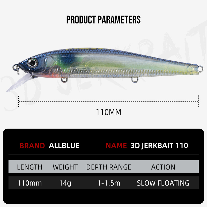 ALLBLUE 3D Jerkbait Wobbler Vi - Fishing Lure Jerkbait recensie en prijs